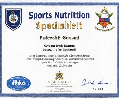 Certyfikat ze szkolenia z żywienia sportowców.