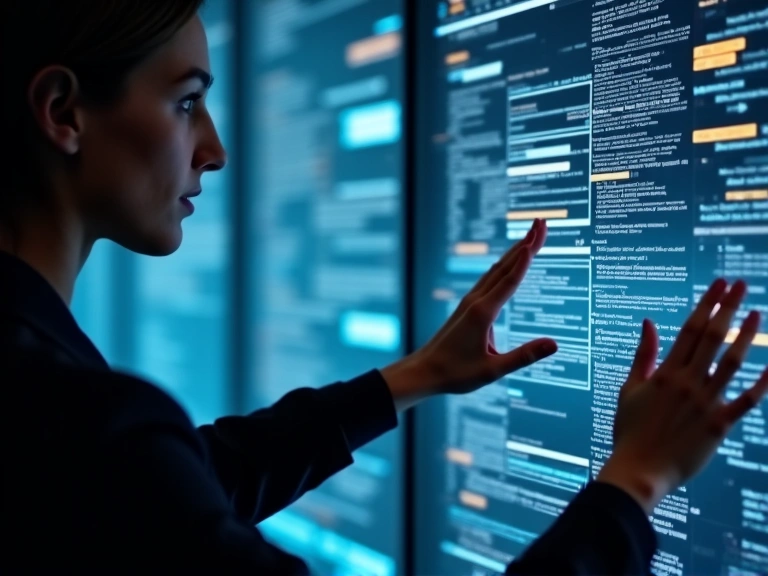 Ilustracja przedstawiająca osobę kontrolującą swoje dane na ekranie, symbolizująca prawa użytkownika