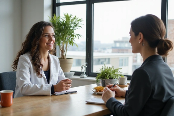 Nutricjolog rozmawiający z klientem podczas indywidualnej konsultacji.